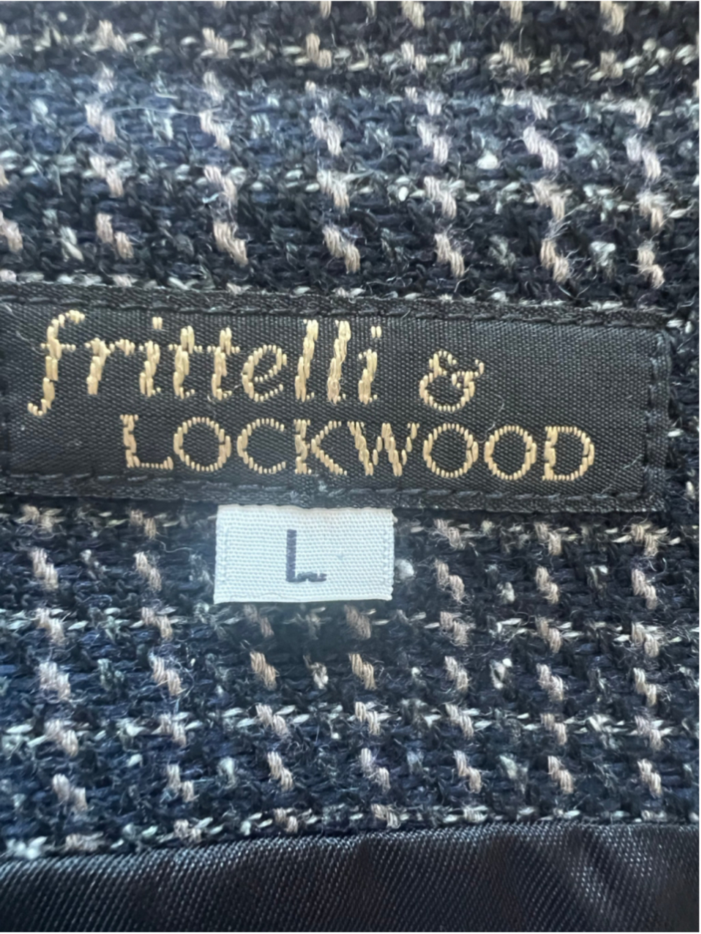 Women's Frittelli & Lockwood Blazer Jacket Size L Navy White Plaid - Picture 5 of 5